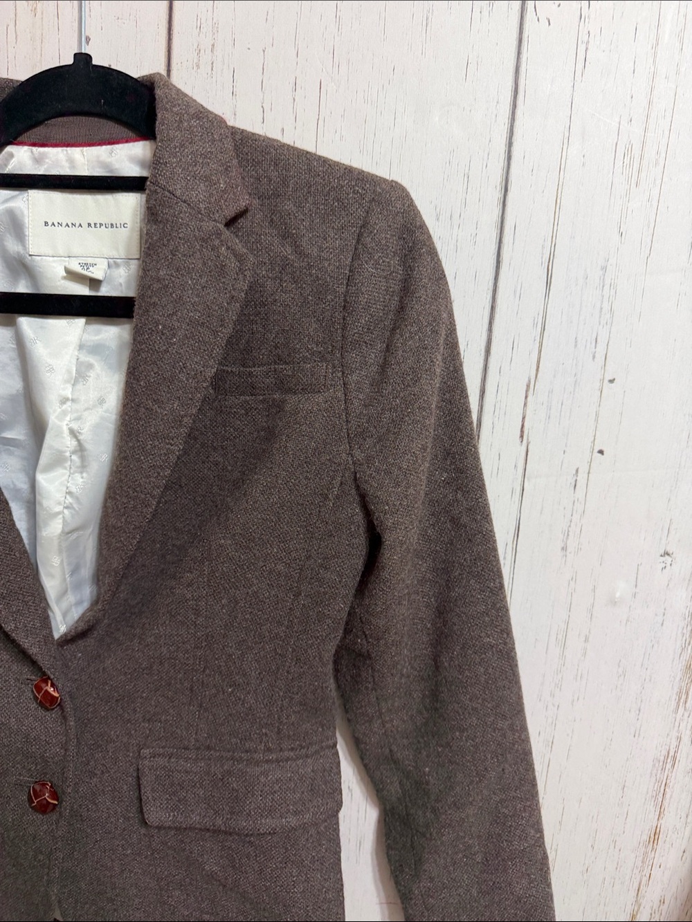 Banana Republic Wool Blend Brown Tweed Tailored Women's Blazer - Picture 3 of 9